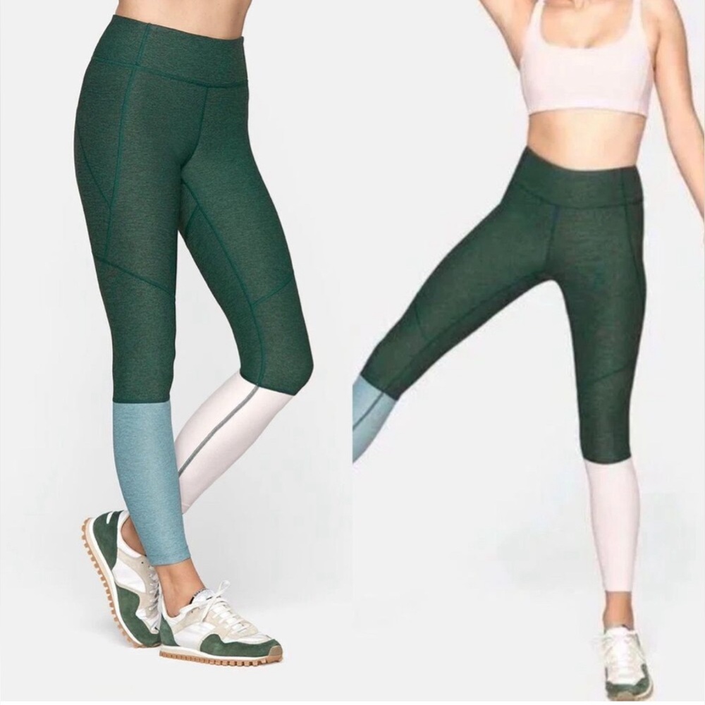 Pink Blue Colorblock Leggings